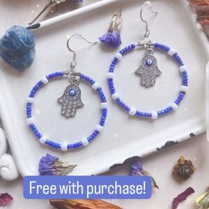 FREE with purchase🪬🧿Evil Eye Beaded Hoop Earth🧿🪬